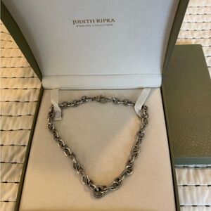 Judith Ripka Silver-Tone Textured Link Necklace